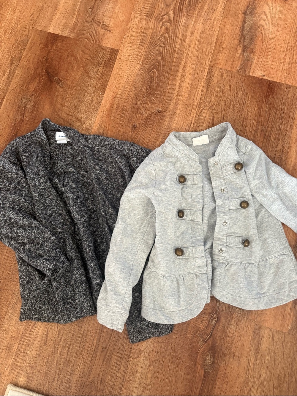2 Girls 3T Light Gray Button-Front Peplum Jacket and Dark Grey Sweater